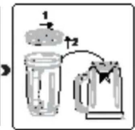 Diagram showing two labeled containers with arrows indicating flow or movement, possibly illustrating a process or system.