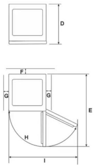 Exquisit RKB 05-14 A+Gsw - Gerätemaße in mm und Grad - 2