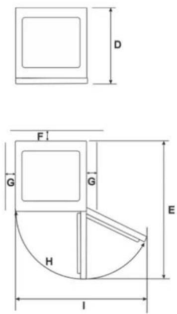 Exquisit RKB 60-14 A++sw - Gerätemaße in mm und Grad - 2