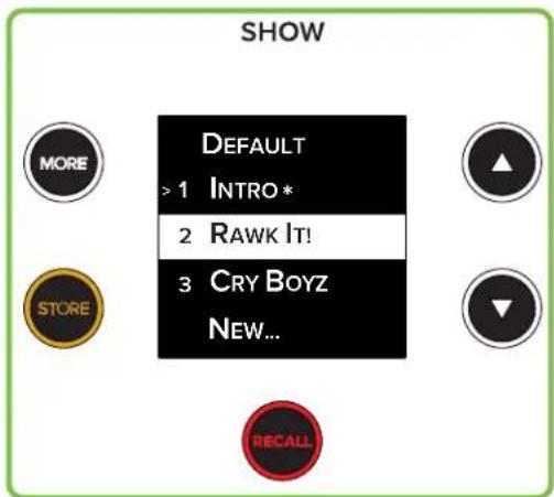 SHOW DEFAULT >1 INTRO * 2 RAWK IT! 3 CRY BOYZ NEW... MORE STORE RECALL