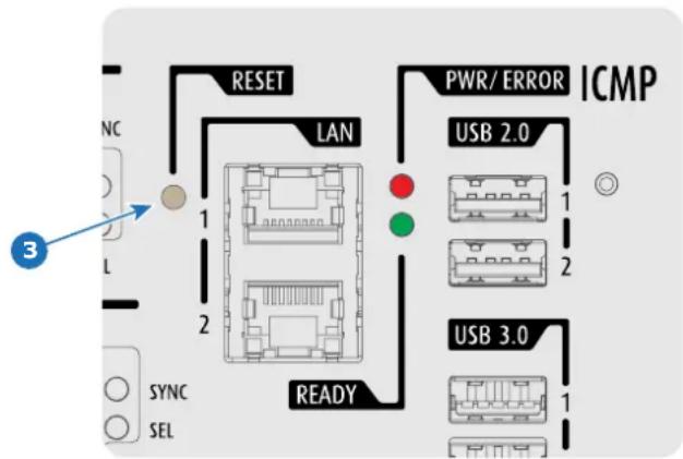 RESET LAN PWR/ ERROR ICMP 1 2 READY USB 2.0 1 2 USB 3.0 1 SYNC SEL