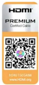 HDMI PREMIUM Certified Cable 10HU 1SCG4JW www.HDMI.org