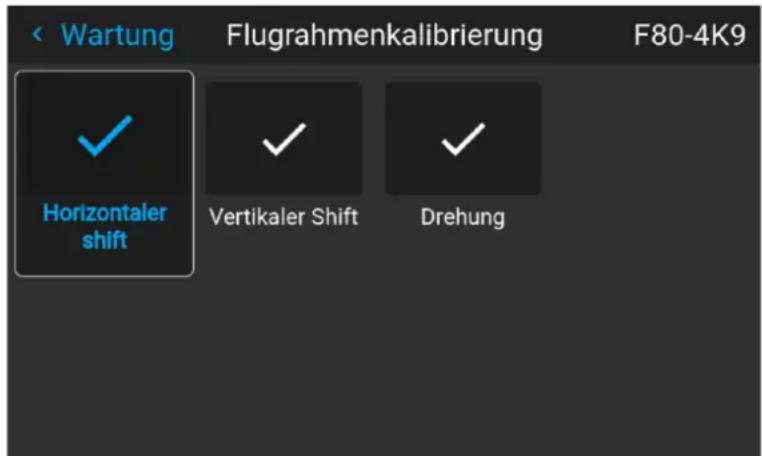 < Wartung Flugrahmenkalibrierung F80-4K9 ✓ Horizontaler shift Vertikaler Shift Drehung