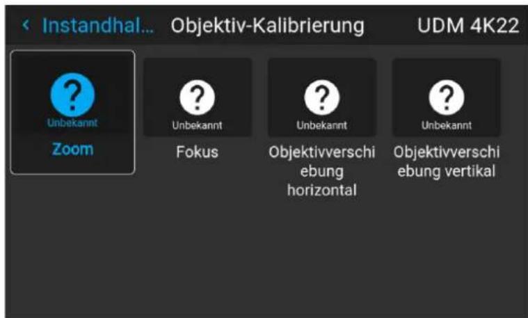Instandhal... Objektiv-Kalibrierung UDM 4K22 Unbekannt Zoom Unbekannt Fokus Unbekannt Objektivverschiebung horizontal Unbekannt Objektivverschiebung vertikal