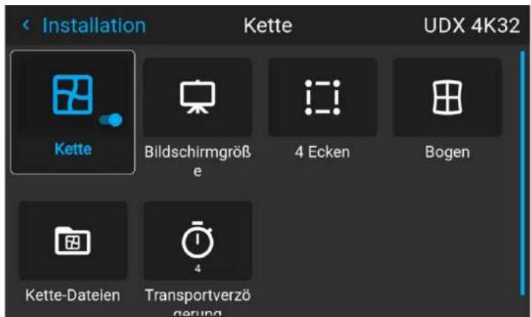 Installation Kette UDX 4K32 Kette Bildschirmgröß e 4 Ecken Bogen Kette-Dateien Transportverzö gerung