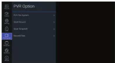 PVR Option PVR File System Start Record Start Timeshift Record Flare Start Record Start Timeshift Record Flare