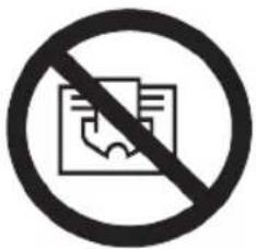 Prohibition sign with document and checkmark symbol, indicating no document or report restriction