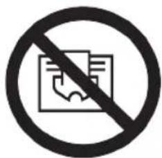 Prohibition sign with document and checkmark symbol, indicating no text or document