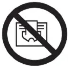 Prohibition sign with document and checkmark symbol, indicating no text or document