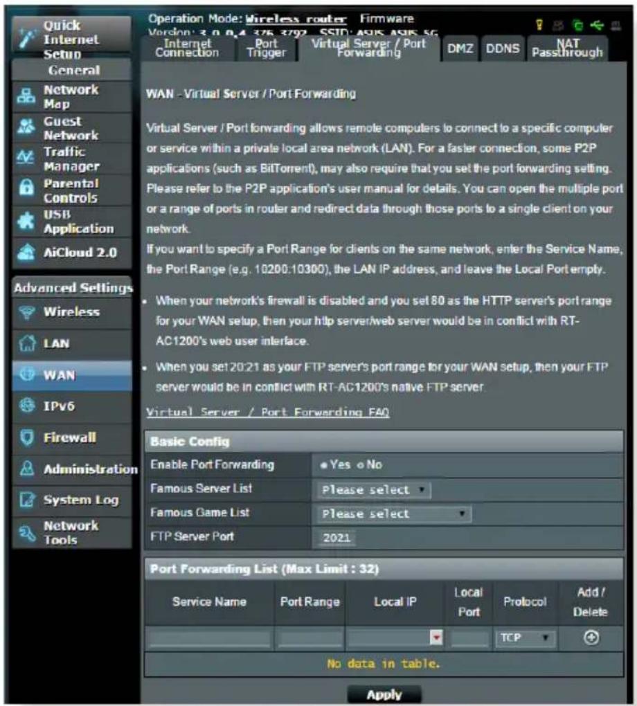 ASUS RT-AC58U V2 - Virtueller Server/Portweiterleitung - 1