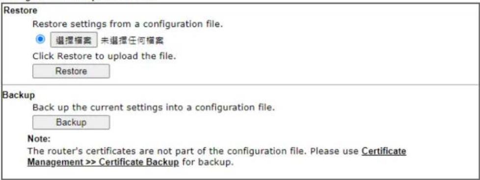 Draytek VigorLTE 200n - Configuration Backup / Restoration - 1