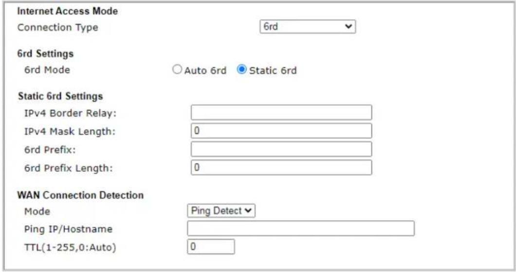Draytek VigorLTE 200n - II-2-2-12 Details Page for IPv6 – 6rd - 1