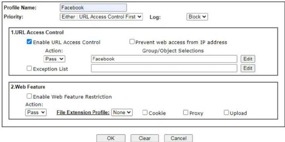 Draytek VigorLTE 200n - Via URL Content Filter - 2