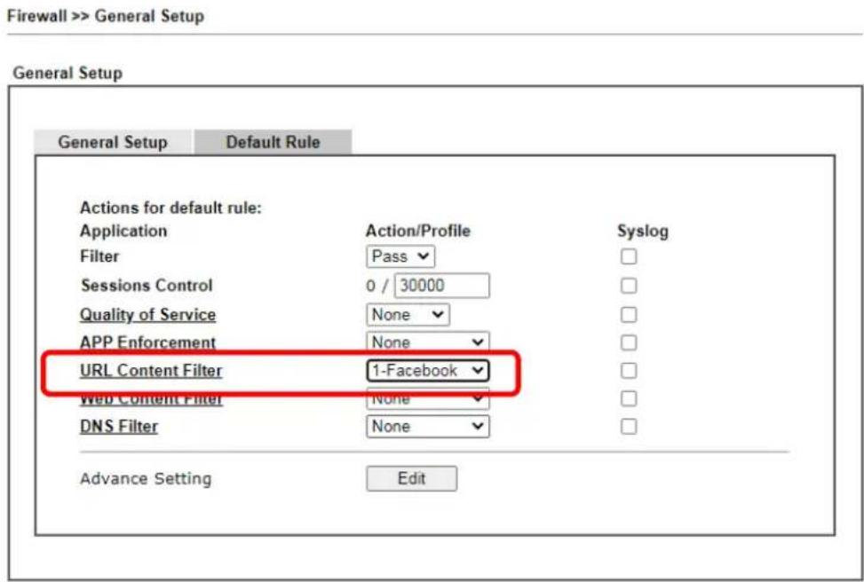 Draytek VigorLTE 200n - Via URL Content Filter - 3