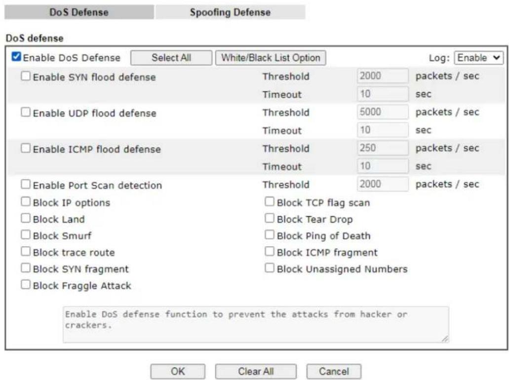 Draytek VigorLTE 200n - V-1-3-1 DoS Defense - 1