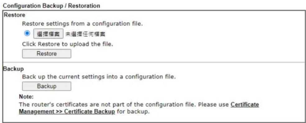 Draytek VigorLTE 200n - Backup the Configuration - 1