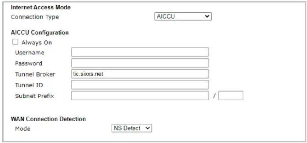 Draytek VigorLTE 200n - II-2-2-8 Details Page for IPv6 – AICCU - 1