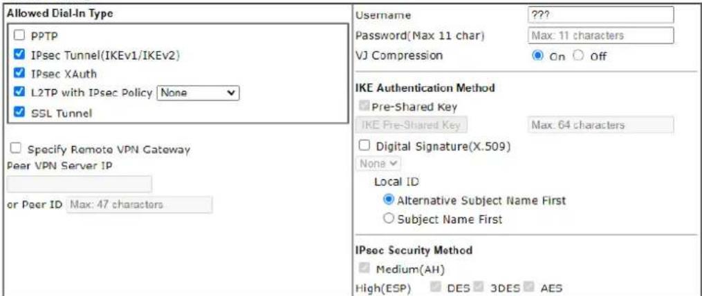 Draytek VigorLTE 200n - Dial-In Settings - 1