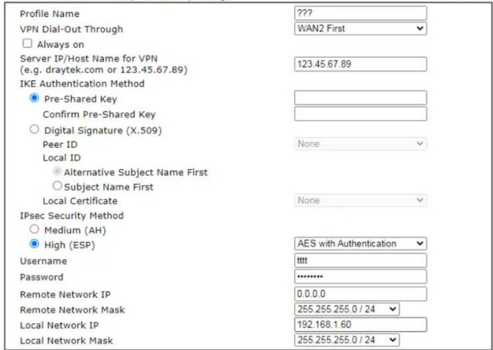 Draytek VigorLTE 200n - VPN Client L2TP over IPsec (Nice to Have) Settings - 1