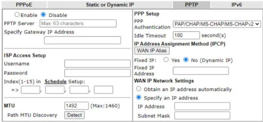 Draytek VigorLTE 200n - II-2-2-4 Details Page for PPTP - 1
