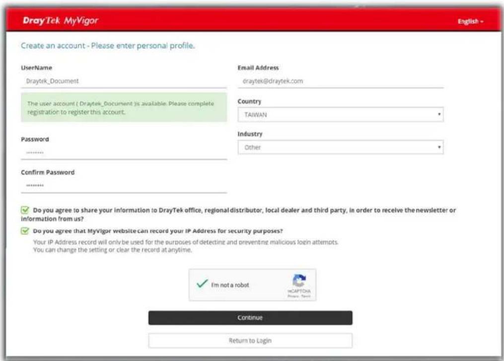 Draytek VigorLTE 200n - Create an Account via Vigor Router - 8