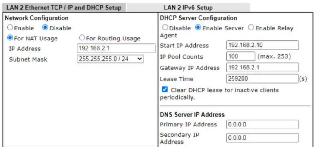 Draytek VigorLTE 200n - II-3-1-2 Details Page for LAN2 - 1