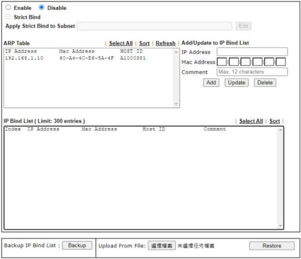 Draytek VigorLTE 200n - Bind IP to MAC - 1
