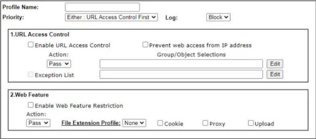 Draytek VigorLTE 200n - V-2-2 URL Content Filter Profile - 2
