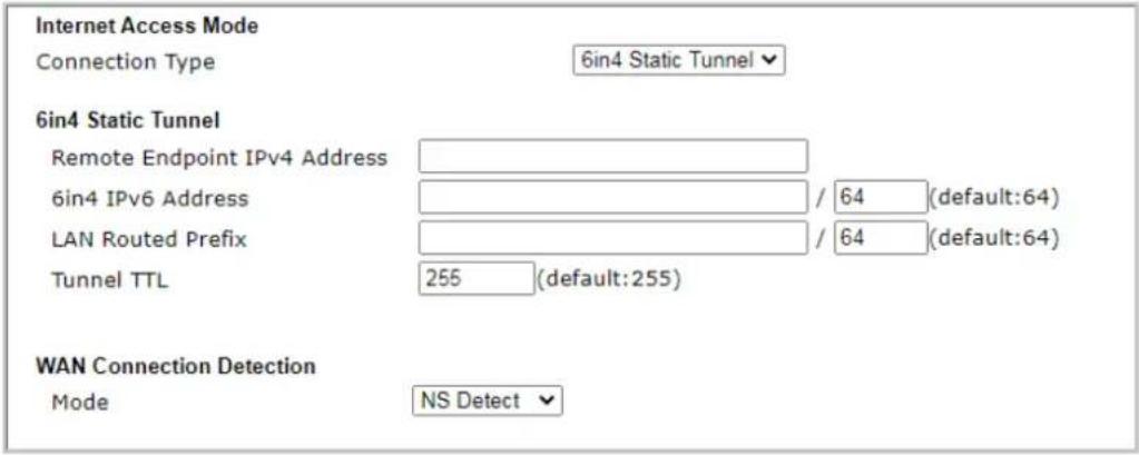 Draytek VigorLTE 200n - II-2-2-11 Details Page for IPv6 – 6in4 Static Tunnel - 1