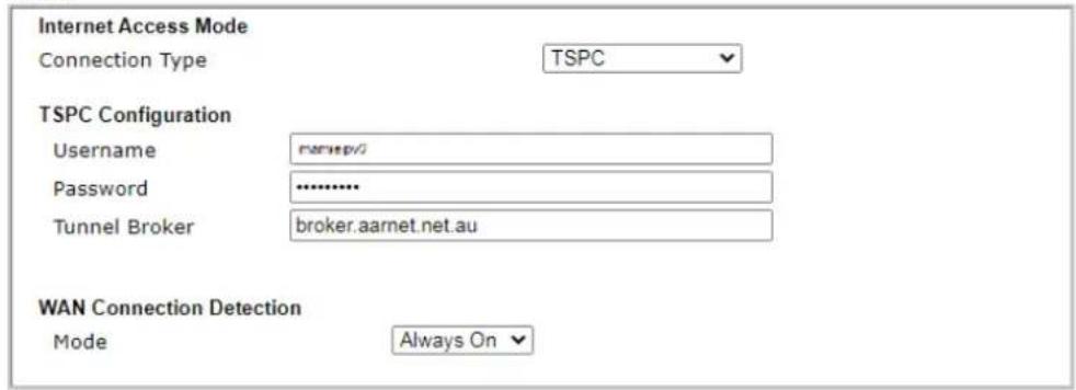 Draytek VigorLTE 200n - TSPC (Tunnel Setup Protocol Client) - 1