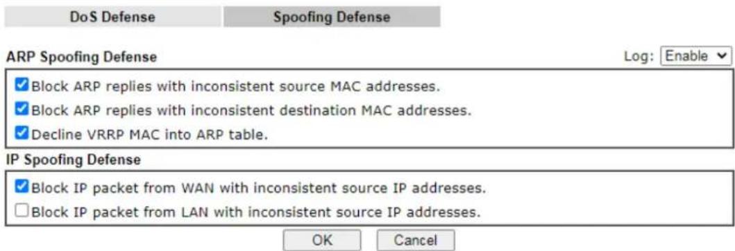 Draytek VigorLTE 200n - V-1-3-2 Spoofing Defense - 1