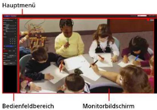 Hauptmenü Bedienfeldbereich Monitorbildschirm