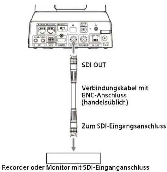 SDI OUT Verbindungskabel mit BNC-Anschluss (handelsüblich) Zum SDI-Eingangsanschluss Recorder oder Monitor mit SDI-Eingangsanschluss