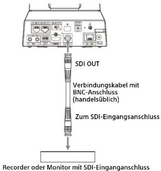 SDI OUT Verbindungskabel mit BNC-Anschluss (handelsüblich) Zum SDI-Eingangsanschluss Recorder oder Monitor mit SDI-Eingangsanschluss
