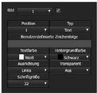 Bild 1 Position Typ 1 Text Benutzerdefinierte Zeichenfolge Textfarbe Hintergrundfarbe Weiß Schwarz Ausrichtung Transparent Links Aus Schriftgröße 32