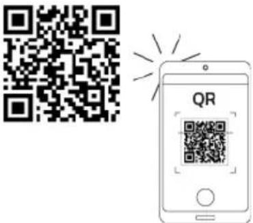 QR code and smartphone QR code illustration with Chinese label 'QR' and a light burst effect