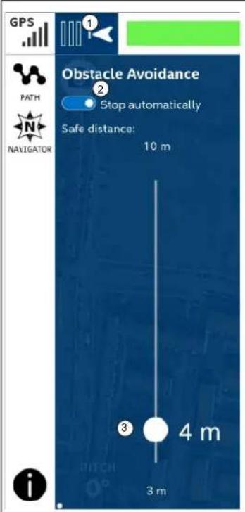 GPS PATH N NAVIGATOR Obstacle Avoidance Stop automatically Safe distance: 10 m 3 m 4 m 3 m