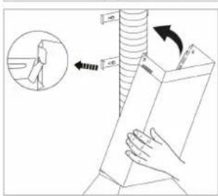 Diagram illustrating a person using a tool to press or install a mechanical component, with an inset showing the motion direction.