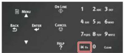 Menu ON LINE 1 2 ABC 3 DEF BACK ENTER CANCEL 4 GIR 5 JL 6 MNO 7 PQRS 8 TUV 9 MRVZ HELP ? * Fn 0 CLEAR