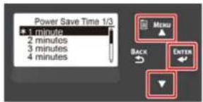 Power Save Time 1/3 + 1 minute 2 minutes 3 minutes 4 minutes Menu BACK EXIT