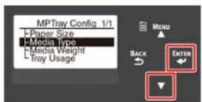 MPTray Config 1/1 Paper Size Media Type Media Weight Tray Usage