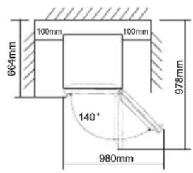 664mm 100mm 100mm 978mm 140° 980mm