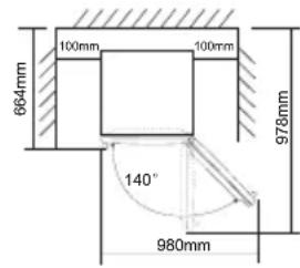 664mm 100mm 100mm 978mm 140° 980mm