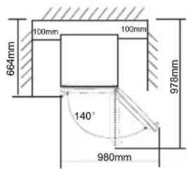 664mm 100mm 100mm 978mm 140° 980mm