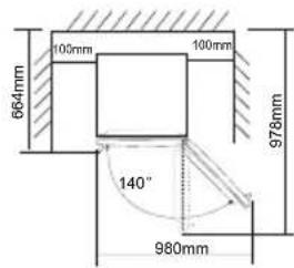 664mm 100mm 100mm 978mm 140° 960mm