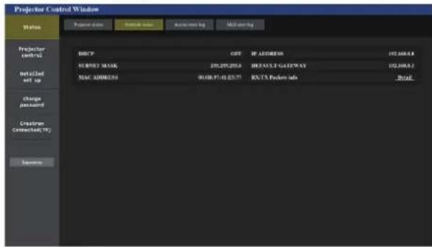 PANASONIC PT-RZ120BE - [Network status] page - 1