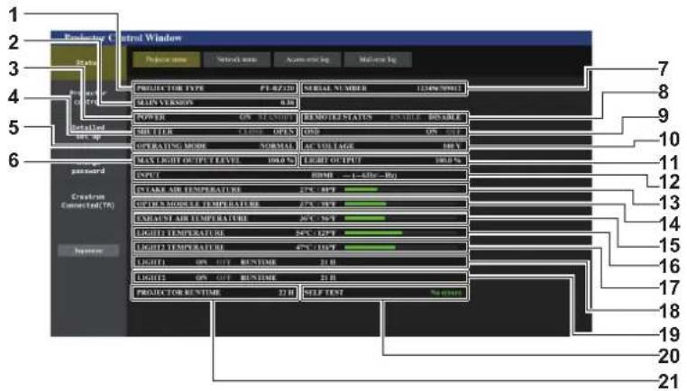 PANASONIC PT-RZ120BE - [Projector status] page - 1