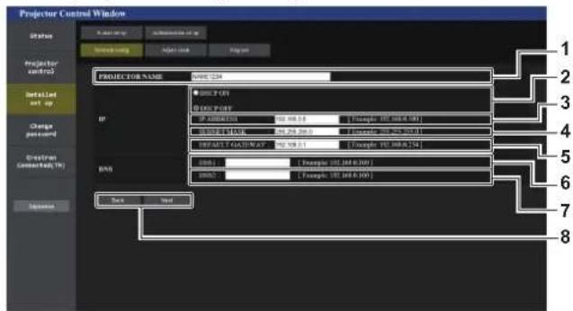PANASONIC PT-RZ120BE - [Network config] page - 1