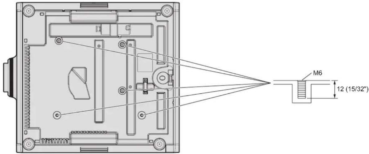PANASONIC PT-RZ120BE - ■ Specification for the screw holes to fix the projector (projector bottom view) - 1