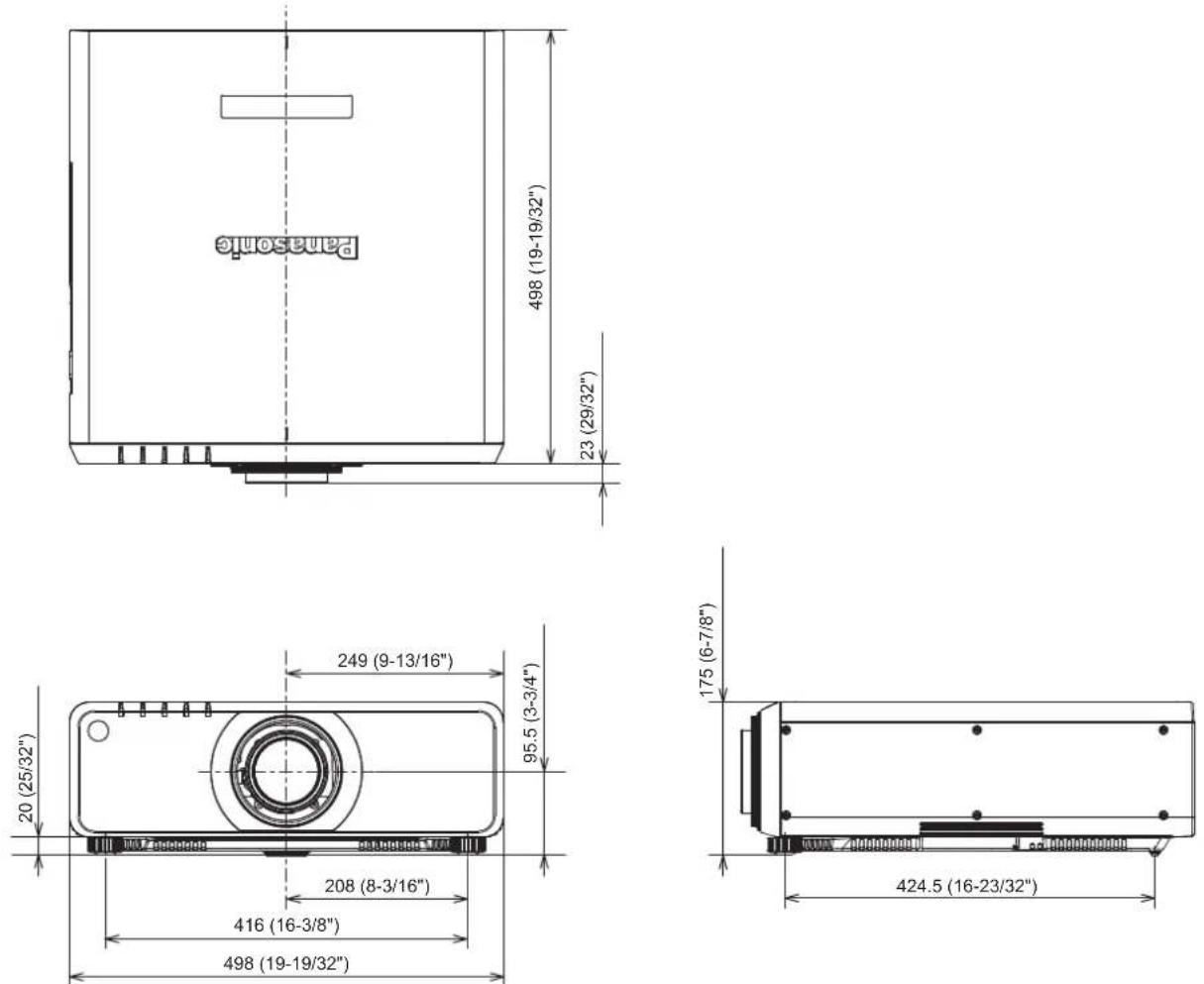 PANASONIC PT-DW750BE - Dimensions - 1